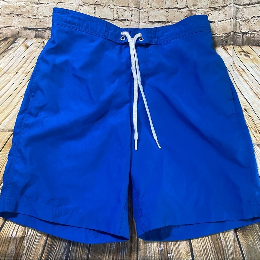 Lands End Blue Mesh Brief Lined Swim Trunks Shorts